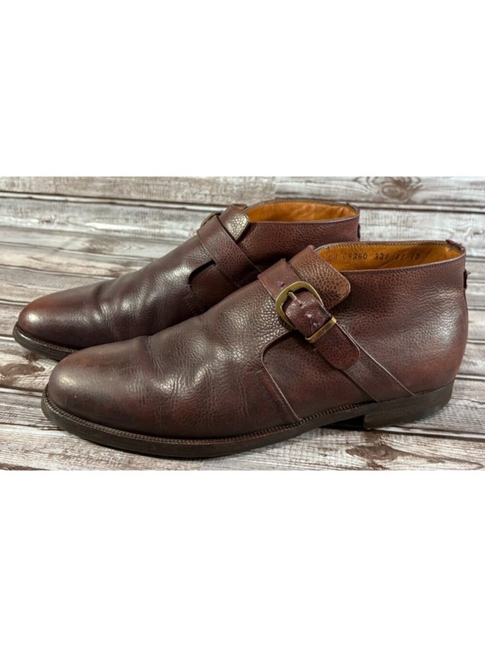 Salvatore Ferragamo  Single Monk Strap Ankle Boots sz 11 D color brown RARE VGT